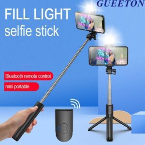 GUEETON Bluetooth Selfie Stick Tripod + Fill Light +Shutter Remote